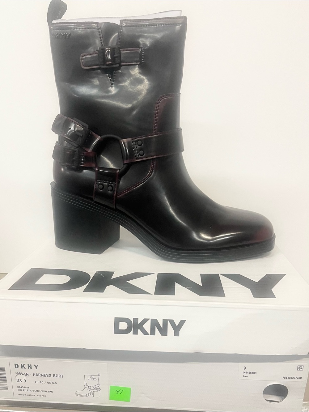 DKNY Women's Black Harness Block-Heel Mid-Calf Boot